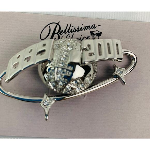 Vintage 1999 Bellissima Choice Silvertone Pin Brooch "1999-2000" 2.5"l x 1.5"h - Picture 3 of 9